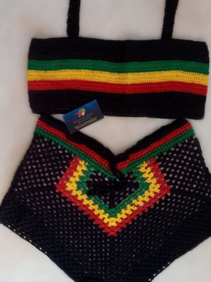 Conjunto short e top de crochê