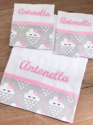 Kit fralda nuvem personalizada de ombro e fralda de boca
