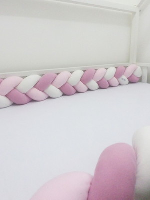 Trança cama - 2 laterais rosa bebê rosa queimado off white