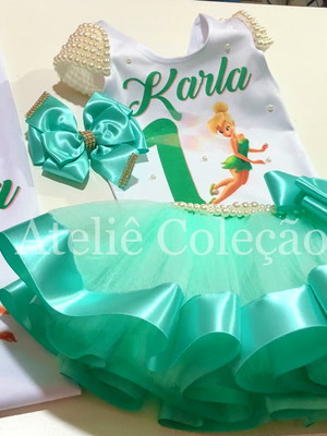 Conjunto tutu da sininho fadinha tinkerbel + camisetas