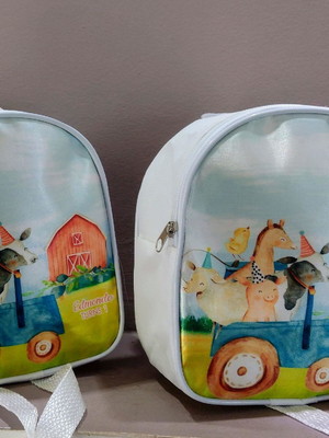 Mochila personalizada fazendinha aquarela lembrancinha