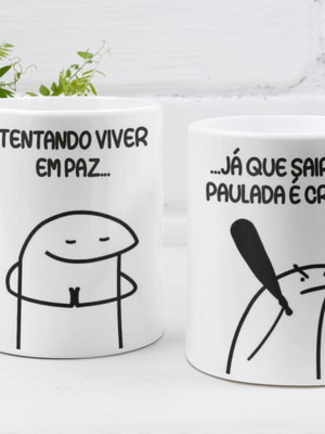 Caneca flork sincero tentando viver em paz