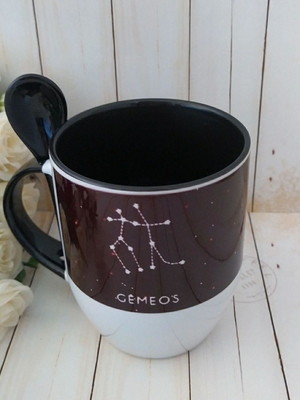 Caneca com colher personalizada signos