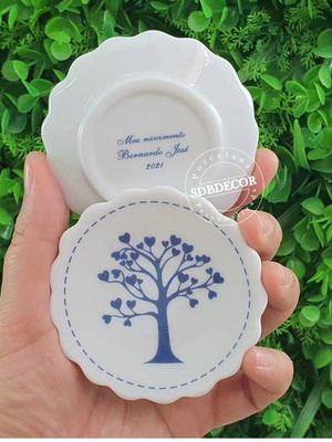 Lembrancinha de nascimento porcelana personalizada arvore