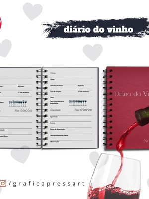 Diário do vinho - personalizado com nome + verniz localizado