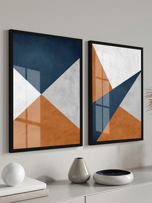 Quadros decorativos modernos geométrico com moldura e vidro