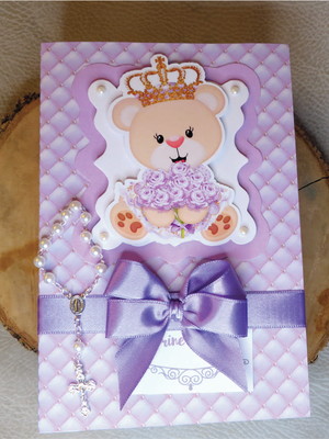 Caixa convite padrinhos com foto capa ursinha princesa