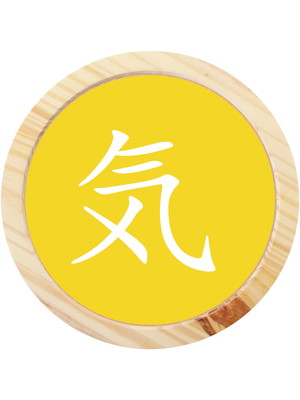 Quadro decorativo redondo kanji espírito - amarelo