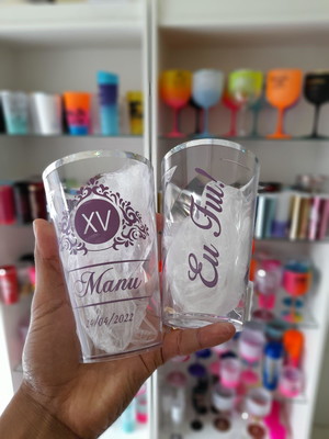 Copos twister 500ml transparentes com borda holográfica