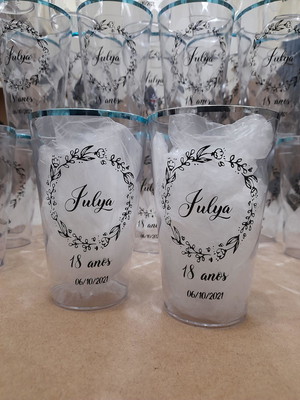 Copos twister 500ml transparentes com borda - casamento