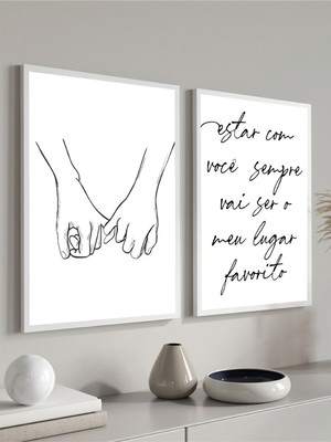 Quadro decorativo mãos dadas para quarto de casal frases