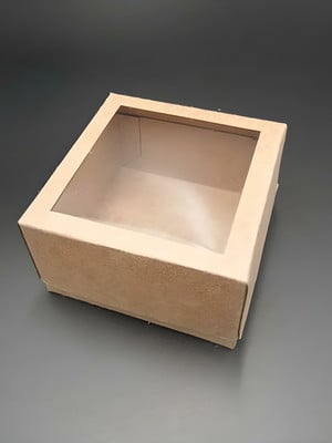 Caixa papel kraft com visor
