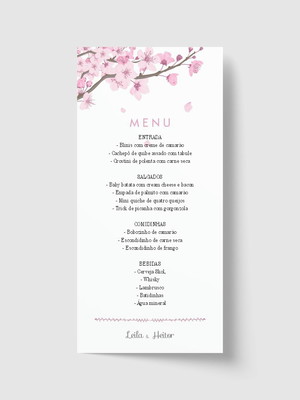 Cardápio / menu personalizado casamento e festas 10cm x 21cm