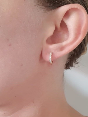 Brinco argola zirconia 13mm conch banhado ouro18k conch
