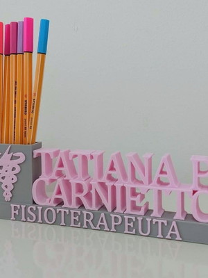 Placa profissional + porta canetas - fisioterapeuta