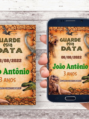 Convite save the date - dinossauro