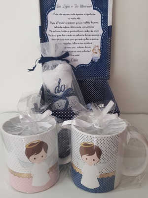 Caixa batizado convite padrinhos