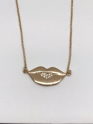 Colar boca folheado em ouro
