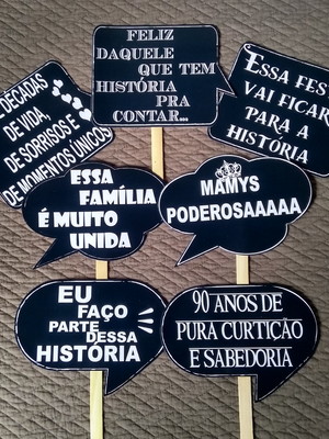Plaquinhas divertidas | aniversário 90 anos