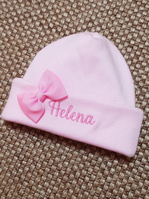Touca bebê personalizada com nome touca maternidade bordada