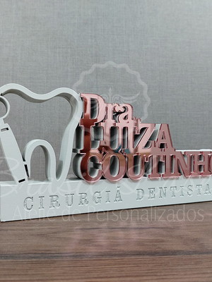 Decoração dentista branco com acrílico 30cm