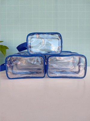 Nécessaire plástico transparente azul royal