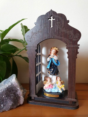 Nossa senhora conceição resina capela madeira oratorio tp