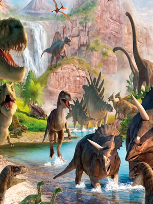 Painel tecido sublimado 3d dinossauros 3x2m