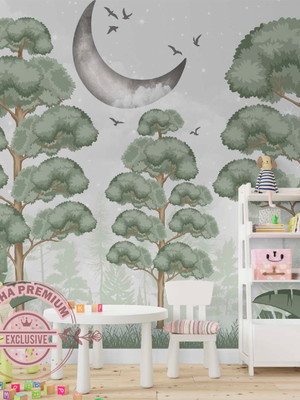 Papel de parede watercolor floresta infantil