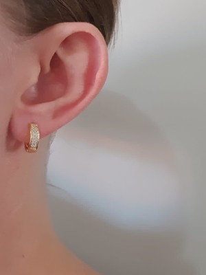 Brinco argola zirconia 14mm banhado ouro18k