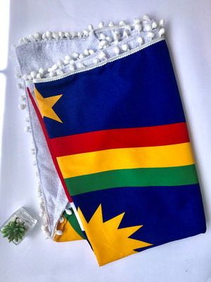 Canga atoalhada bandeira de pernambuco com pompons