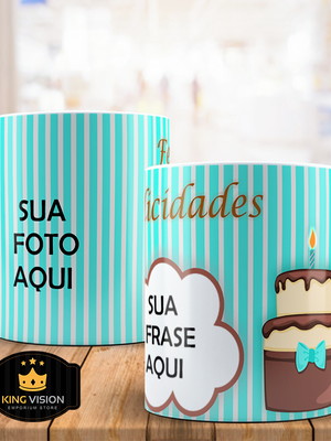 Caneca personalizada de porcelana aniversário 325ml