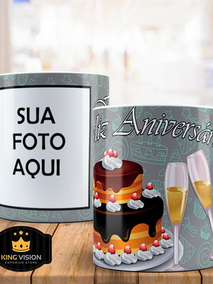 Caneca personalizada de porcelana aniversário 325ml