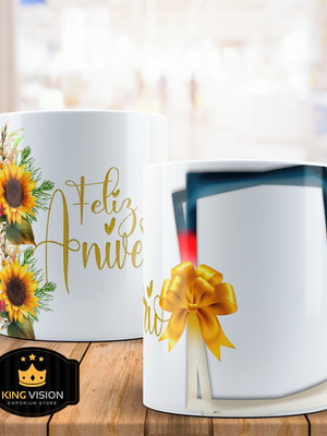 Caneca personalizada de porcelana aniversário 325ml