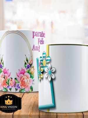 Caneca personalizada de porcelana aniversário 325ml
