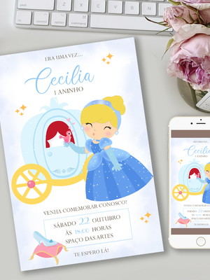 Convite digital - cinderela baby (cute)