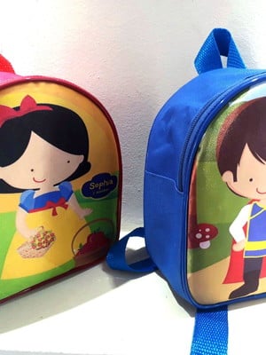 Mochila personalizado branca de neve e príncipe cut