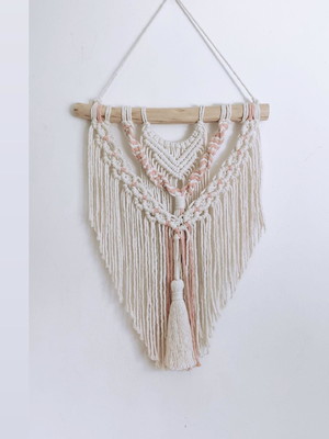 Painel macramé, material ecológico, galho natural tratado