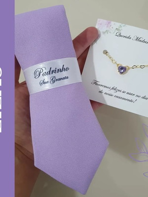 Kit gravata semi slim e pulseira folheada lilás