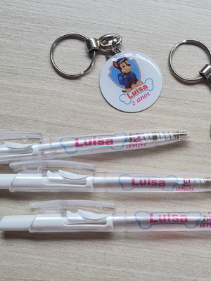 Conjunto caneta e chaveio personalizados