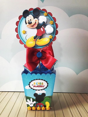 Cachepô com topper mickey