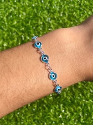 Pulseira folheada a prata olho grego azul