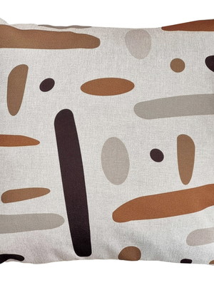 Capa almofada linho bege areia cru abstrata terracota 43x43