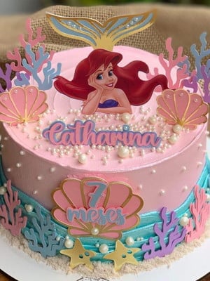 Topper de bolo sereia princesa ariel topo personalizado