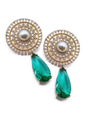 Brinco turmalina esmeralda folheado em ouro 18k