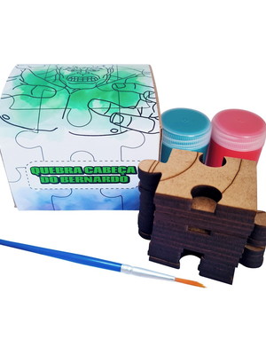 Kit quebra cabeça mdf 16 peças com tintas e pincel - hulk