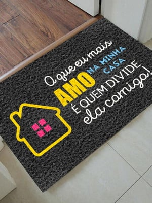 Tapete capacho personalizado o que eu mais amo 60x40