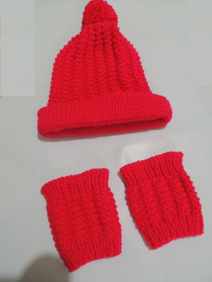 Conjunto de gorro com mini polaina / boot cuffs
