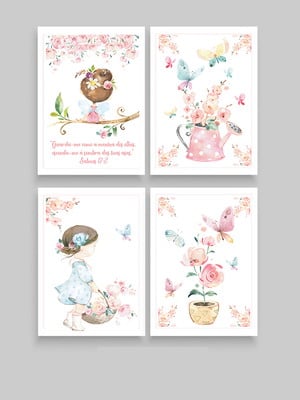 Quadros decorativos menina no galho aquarela