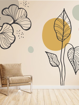 Adesivo decorativo parede floral minimalista boho b16